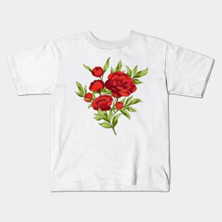 bouquet of bright red peonies Kids T-Shirt